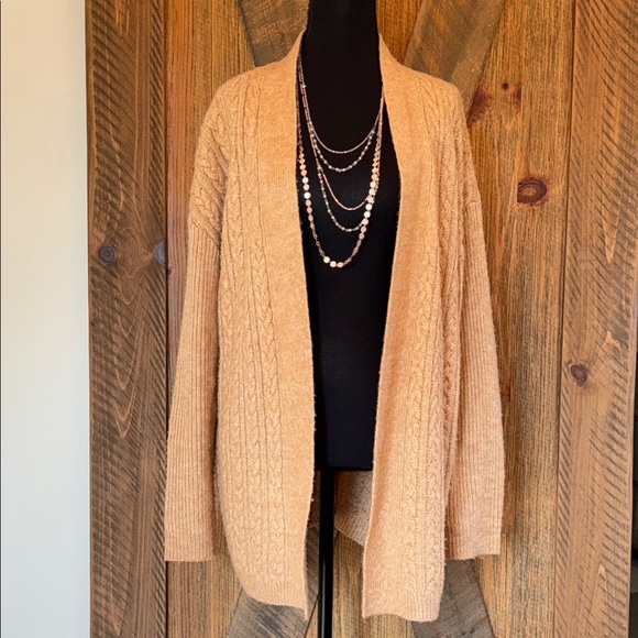Maurices Tan Cable Knit Women's Cardigan - Picture 1 of 5